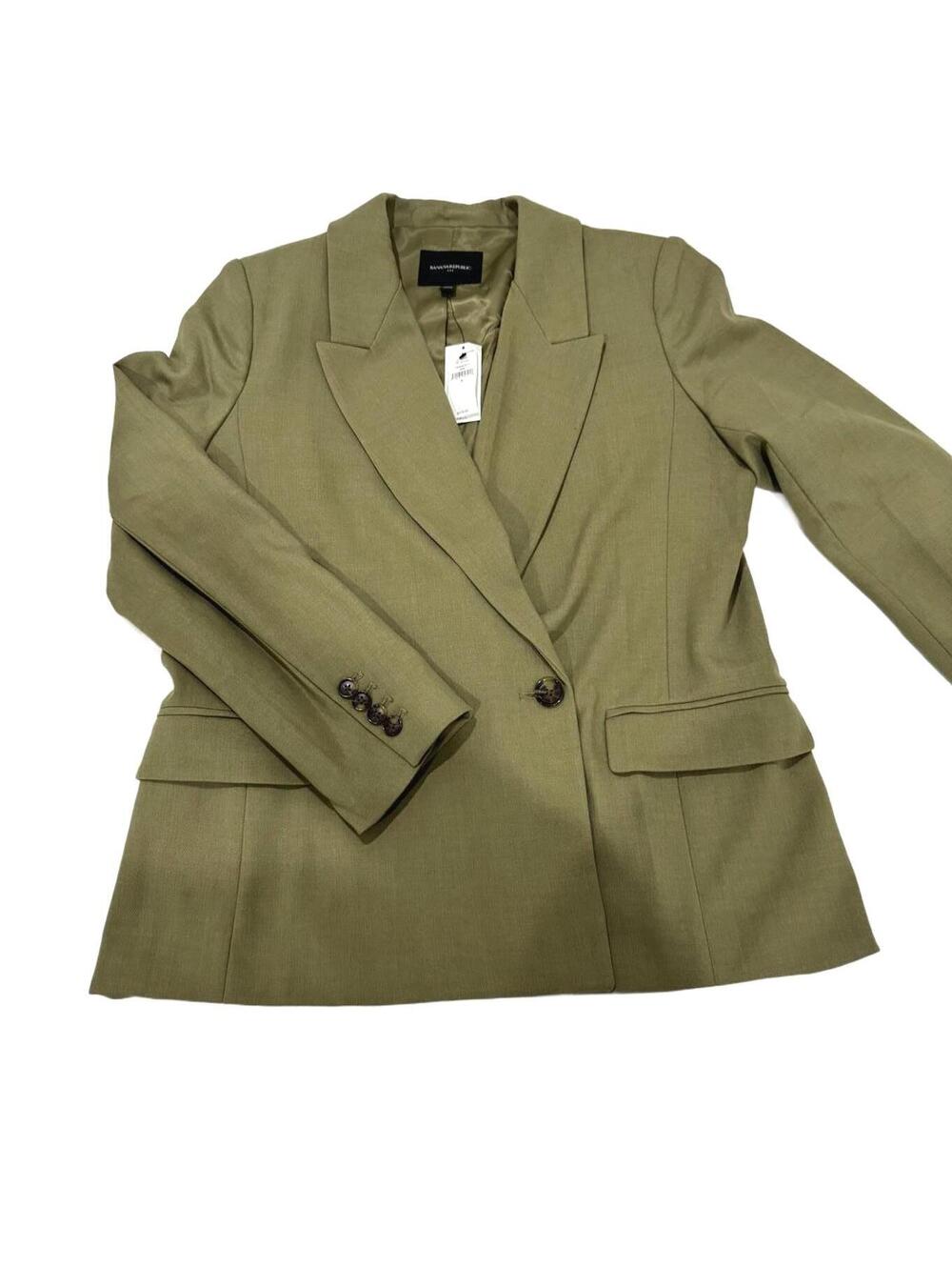NWT Banana Republic Khaki Green Relaxed Fit Double Breasted Boyfriend Blazer 8 - Picture 3 of 9